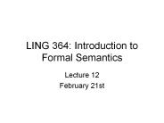 LING 364: Introduction to Formal Semantics