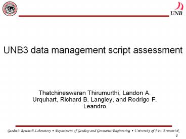 UNB3 data management script assessment
