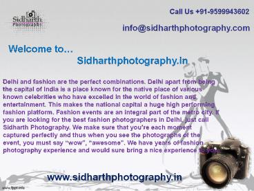 Sidharth Photography- A Leading Wedding Photographers in Delhi