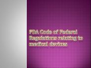 FDA Code of Federal Regulations relating to medical devices