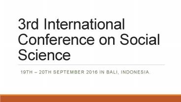 international conference on social sciences