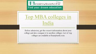 List of top 100 MBA colleges in india