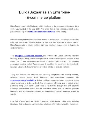 BuildaBazaar as an Enterprise E-commerce platform