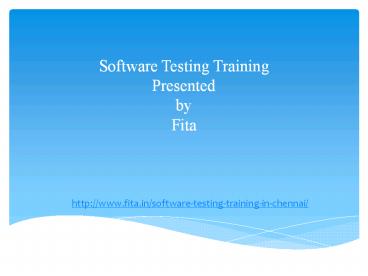 software testing training in chennai