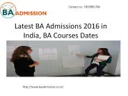 Latest BA Admissions 2016 in India