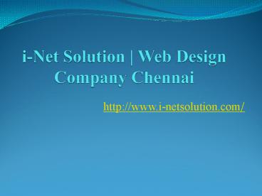 i-Net Solution, Web Design Company Chennai