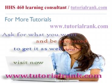 HHS 460 Course Success Begins / tutorialrank.com
