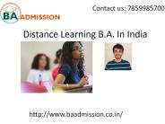 Distance Learning B.A. In India
