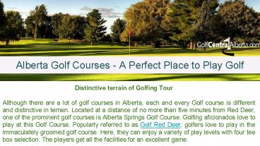 Alberta Golf Courses - A Perfect Place to Play Golf & Enjoy Vacation