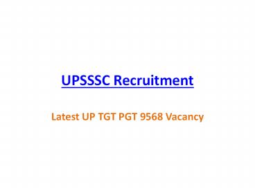 UP TGT PGT Recruitment