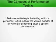Detailed Concepts of Performance Testing