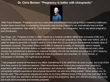 Dr. Chris Boman: 