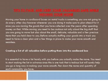 Tips to pack and keep your valuables safe while moving your home