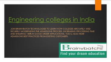 Visit Top Colleges in India at Brainybatch