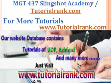 MGT 437 Slingshot Academy / Tutorialrank.Com