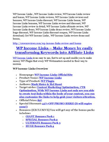 WP Income Links review-SECRETS of WP Income Links and $16800 BONUS