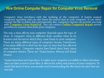 Hire Online Computer Repair for Computer Virus Removal (1)