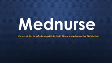 Nursing jobs in South Africa - Consult Mednurse