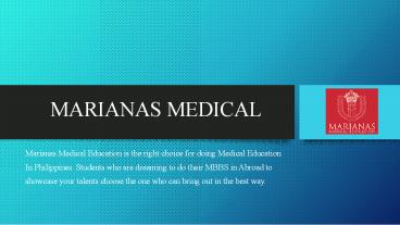 MBBS COLLEGE IN PHILIPPINES | MARIANAS MEDICAL EDUCATION
