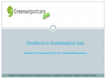 Heathrow to southampton Taxi