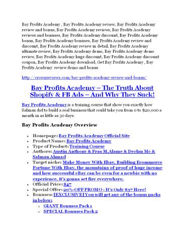 Bay Profits Academy Review - (FREE) Bonus of Bay Profits Academy