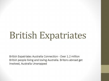 British Expatriates Australia Connection