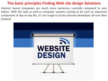 The basic principles Finding Web site design Solutions
