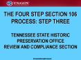 THE FOUR STEP SECTION 106 PROCESS: STEP THREE TENNESSEE STATE HISTORIC PRESERVATION OFFICE REVIEW AND COMPLIANCE SECTION PowerPoint PPT Presentation
