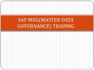 sap mdg online training | online training sap mdg