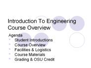 Introduction To Engineering Course Overview