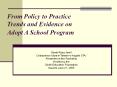 From Policy to Practice Trends and Evidence on Adopt A School Program PowerPoint PPT Presentation