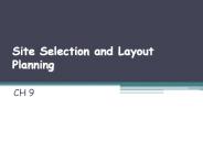 Site Selection and Layout Planning