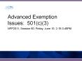 Advanced Exemption Issues: 501(c)(3) PowerPoint PPT Presentation