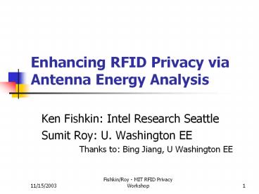 Enhancing RFID Privacy via Antenna Energy Analysis