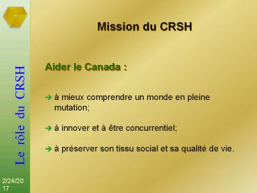 Mission du CRSH