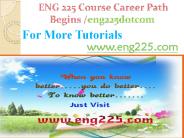 ENG 225 Course Career Path Begins eng225dotcom