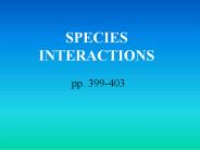 SPECIES INTERACTIONS