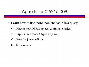 Agenda for 02/21/2006