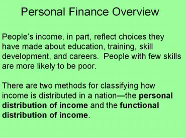 Personal Finance Overview People