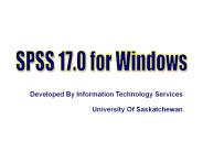 SPSS Introductory Course Topics