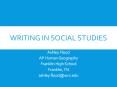 Writing in Social Studies PowerPoint PPT Presentation