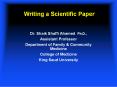 Writing a Scientific Paper PowerPoint PPT Presentation
