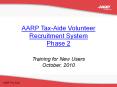 AARP Tax-Aide Volunteer Recruitment System Phase 2 Training for New Users October, 2010 PowerPoint PPT Presentation