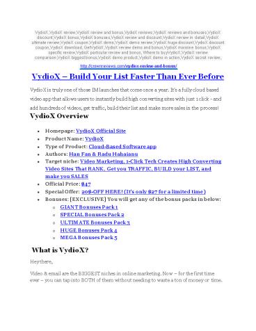 VydioX review-(SHOCKED) $21700 bonuses