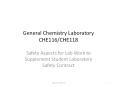 General Chemistry Laboratory CHE116/CHE118 PowerPoint PPT Presentation