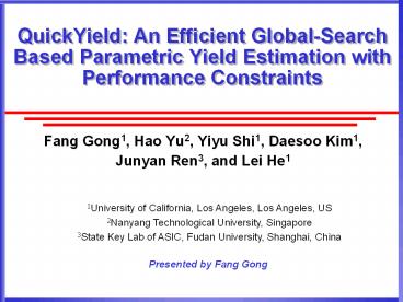 QuickYield: An Efficient Global-Search Based Parametric Yield Estimation with Performance Constraints