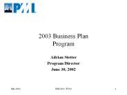 2003 Business Plan Program