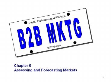 The Marketing Mix:  The 