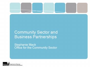 Community Sector and Business Partnerships