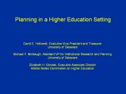 Planning in a Higher Education Setting